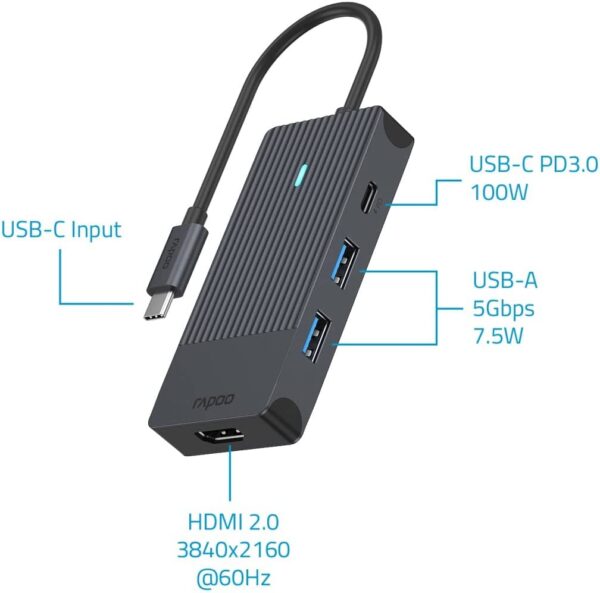 Unityj Uk Computers Rapoo UCM 2001 USB C Multiport Hub 2 519