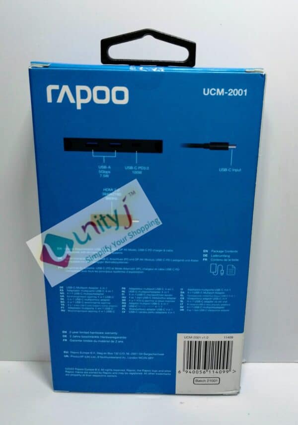 Unityj Uk Computers Rapoo UCM 2001 USB C Multiport Hub 4 In 1 1 523