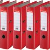 Esselte A4 Lever Arch File – Pack of 5, 75mm Spine, 500 Sheets Capacity, Durable PP Plastic Cover, Filing Folder with Thumbhole, Red, Ideal for Home, Office, or School – 23988