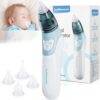 MEQATS Baby Nasal Aspirator Vacuum Sucker 2‑in‑1 – Electric Nose & Ear Wax Cleaner for Newborns & Toddlers, 4 Soft Silicone Tips, Quiet Operation <45dB, One‑Touch, Easy Clean, Home & Travel Use