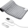 MEQATS Electric Heating Pad for Back – 6 Temperature Levels, Auto Shut-Off Timer, Soft Flannel, Machine Washable Heat Pad for Neck, Shoulders, Abdomen, Pain Relief, Home Use (Silver Gray, 17”x 33”)