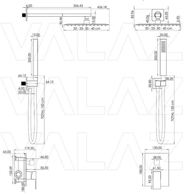 Unityj Uk Bath VALAZ Chrome Single Lever Wall Mounted Shower 1 172
