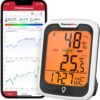 ThermoPro Bluetooth Thermometer Hygrometer TP358 – Indoor Temperature & Humidity Monitor with Clock, Swiss-Made Sensor, Backlit LCD Display, Notification Alerts, High Accuracy, Ideal for Baby Room, Greenhouse, Office, Cellar, and Health Monitoring