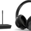 Philips Wireless Headphones for TV with Transmitter H6005BK/10 – 100m Range, 18H Playtime, 30mm Neodymium Drivers, Passive Noise Isolation, Adjustable Headband, Lightweight, Ideal for Seniors and Families, Perfect for Home Entertainment, Black