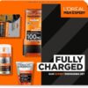 L’Oreal Men Expert Gift Set for Men, Fully Charged Washbag, Energising Face & Body Skincare Routine, Includes Shower Gel, Face Wash, Moisturiser, and Tissue Mask, Ideal for Travel, Gym, and Everyday Use, Perfect Gift for Him