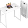 GreenForest Folding Desk – Small, 100 cm Computer Desk, No Assembly Required, Lightweight Space-Saving Home Office Desk, Portable Table for Small Spaces, Bedroom, or Study, White