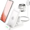 MEQATS Charging Station for Multiple Devices Samsung – 3-in-1 Wireless Charger for Galaxy S23/S22/S21/S20/Note20/Z Flip4/Fold4, Galaxy Watch 6/5/4/3, Galaxy Buds – Fast Charging Dock for Home, Office, Business Trips, Hotels, Commuters, Bedside, Travel-Friendly