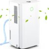 MEQATS 12L/Day Dehumidifier Portable – Quiet Home Dehumidifier for Damp Rooms, Laundry Drying, Basement, Garage, Auto-Off, Auto Defrost, Humidity Display, 2.2L Tank, Drainage Hose, Timer – White