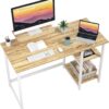 GreenForest Office Desk with Monitor Stand 100×50 cm – Reversible Storage Shelves, Compact Computer Desk for Home Office, Students & Small Apartments, Oak Finish, Metal Frame, Easy Assembly