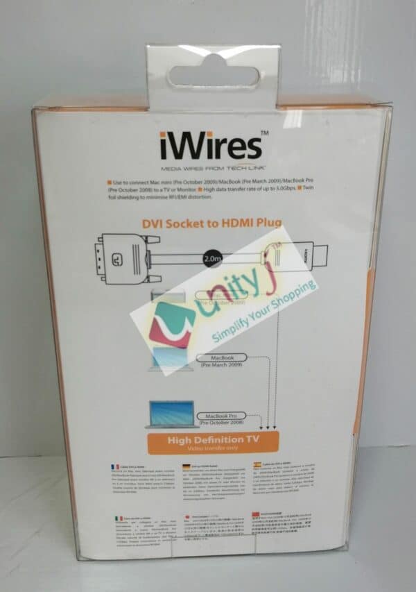 Unityj Uk Computers IWires HDMI To DVI D Dual Link Premium Cable 2M White 2 2263