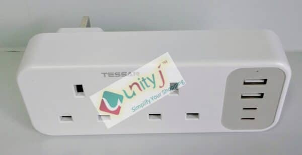 Unityj Uk Household Double Plug Adaptor With 4 USB(2 USB C), TESSAN 754