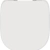 Ideal Standard Toilet Seat Tempo / Kheops T679801 – D‑Shaped, Short Projection White Thermodur Soft Close Lid with Stainless Steel Hinges for Compact WC, Family Bathroom, Home Renovation