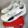 PUMA Eliminate Power Nitro II Indoor Court Shoes – Unisex UK 8 / EU 42 White/Black/Blue, Lightweight NITROFOAM™ Trainers for Badminton, Volleyball, Gym & High-Performance Indoor Sports Use