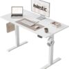 Agilestic Electric Standing Desk 100×60 cm – Height Adjustable Sit Stand Desk 72–116 cm, FSC Splice Board, Quiet Motor with 2 Memory Presets, Anti‑Collision Safety, Dual Side Hooks, T‑Shaped Steel Frame, Max Load 70 kg, Easy Assembly Home Office Workstation – White