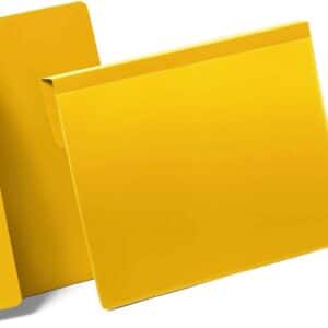 Durable Hanging Ticket Holder - A5 Yellow, Pack of 50, Warehouse Label Pocket - UnityJ-UK